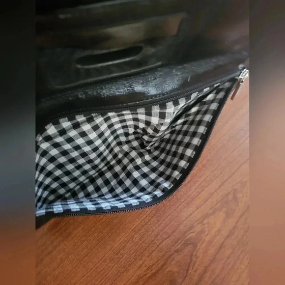 HOBO International Fold-over Black Patent Leather Clutch Silver Buckle Accent - Picture 10 of 10